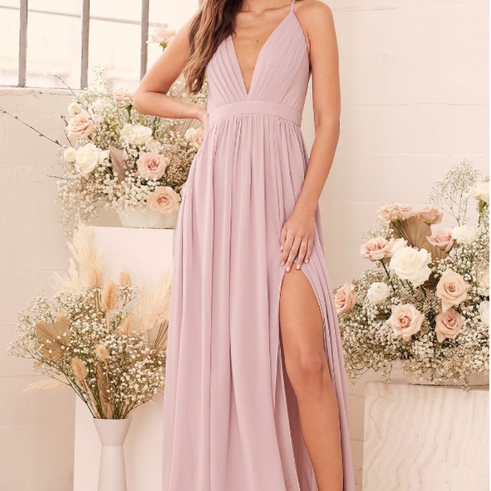 Ballroom Bliss Dusty Lilac Pleated Maxi Dress